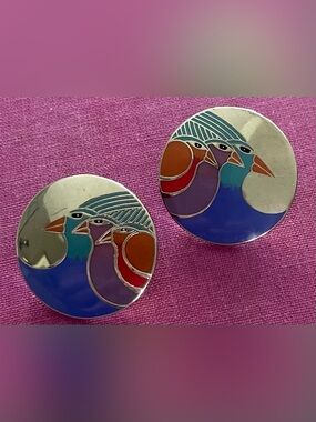 Laurel Burch Vintage Earrings “Celestial Birds”